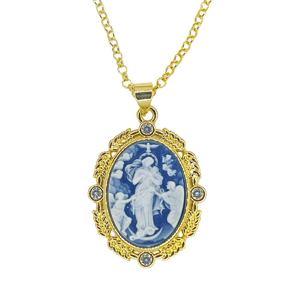 Blue Cameo statement Necklace