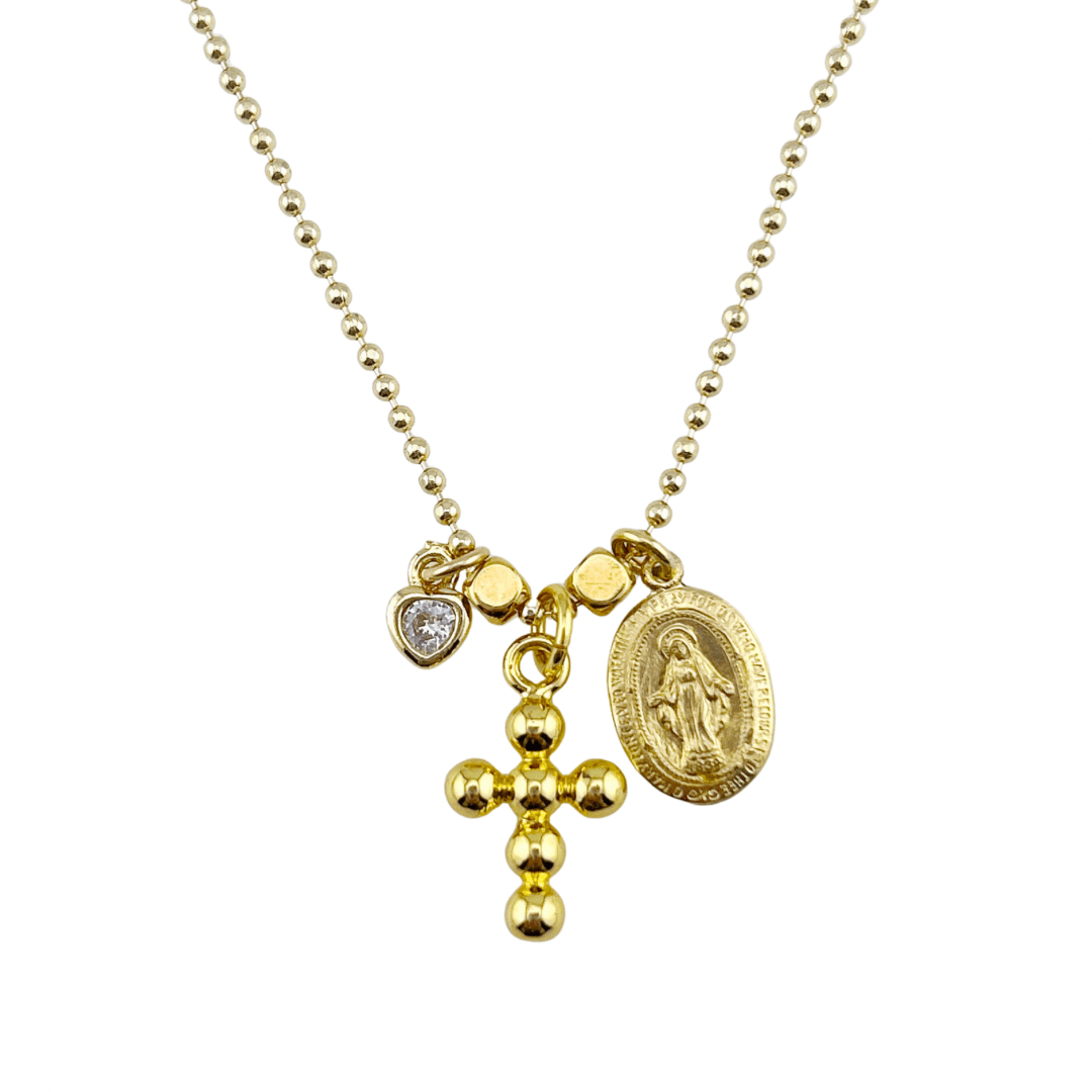 Dainty Virgin Mary Cross Necklace Stephanie Marcella