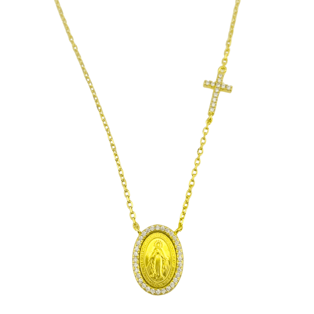 Miraculous medal 2025 cross necklace
