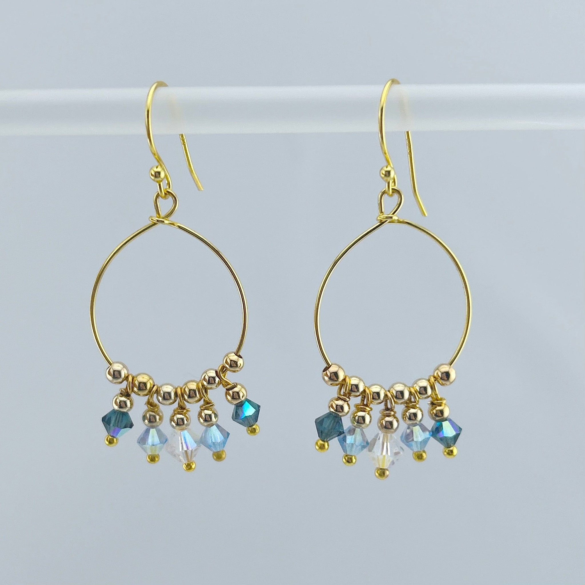"Juliet"  Beaded Earrings in Blue Ombre