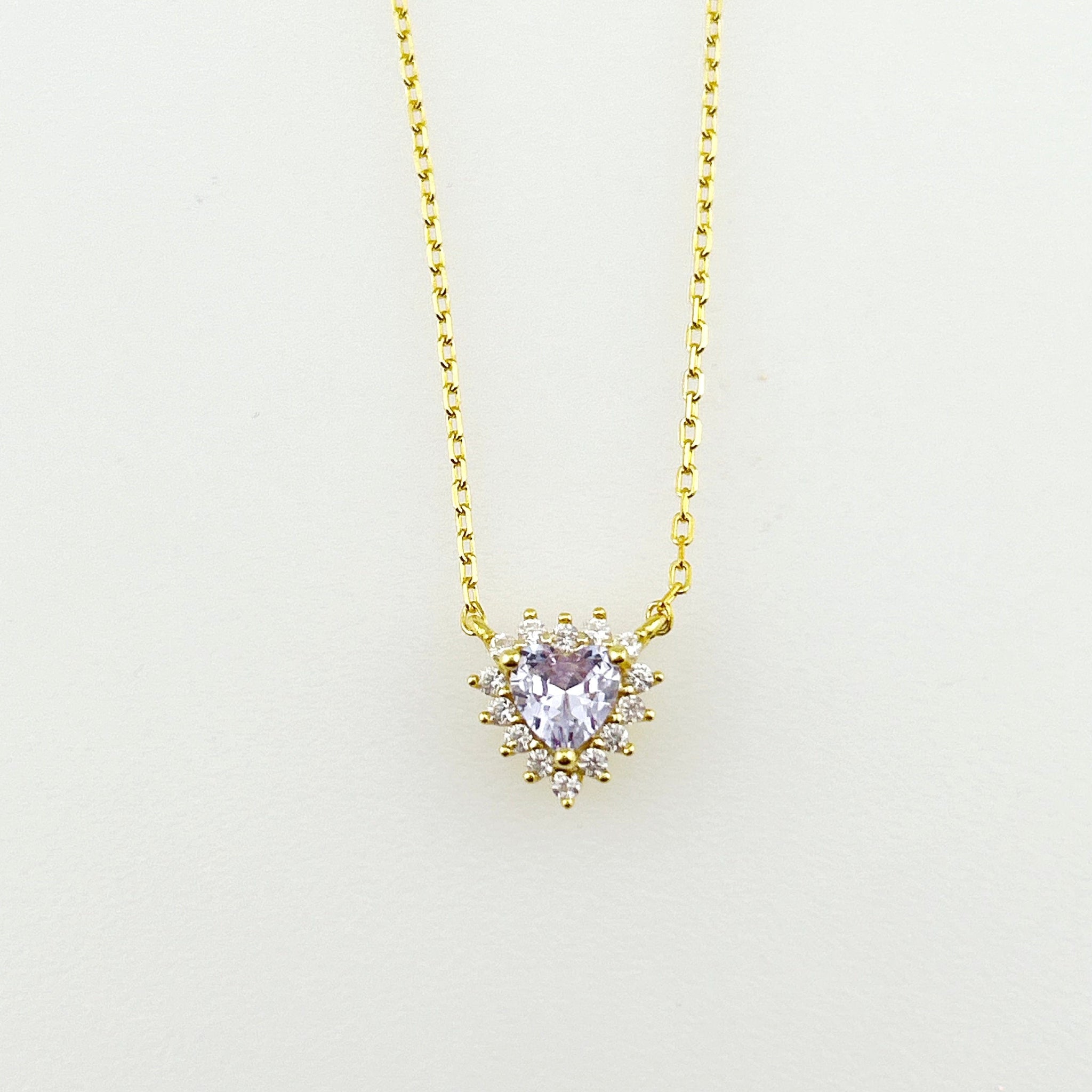 "Lavender Love" Dainty Halo Heart Necklace