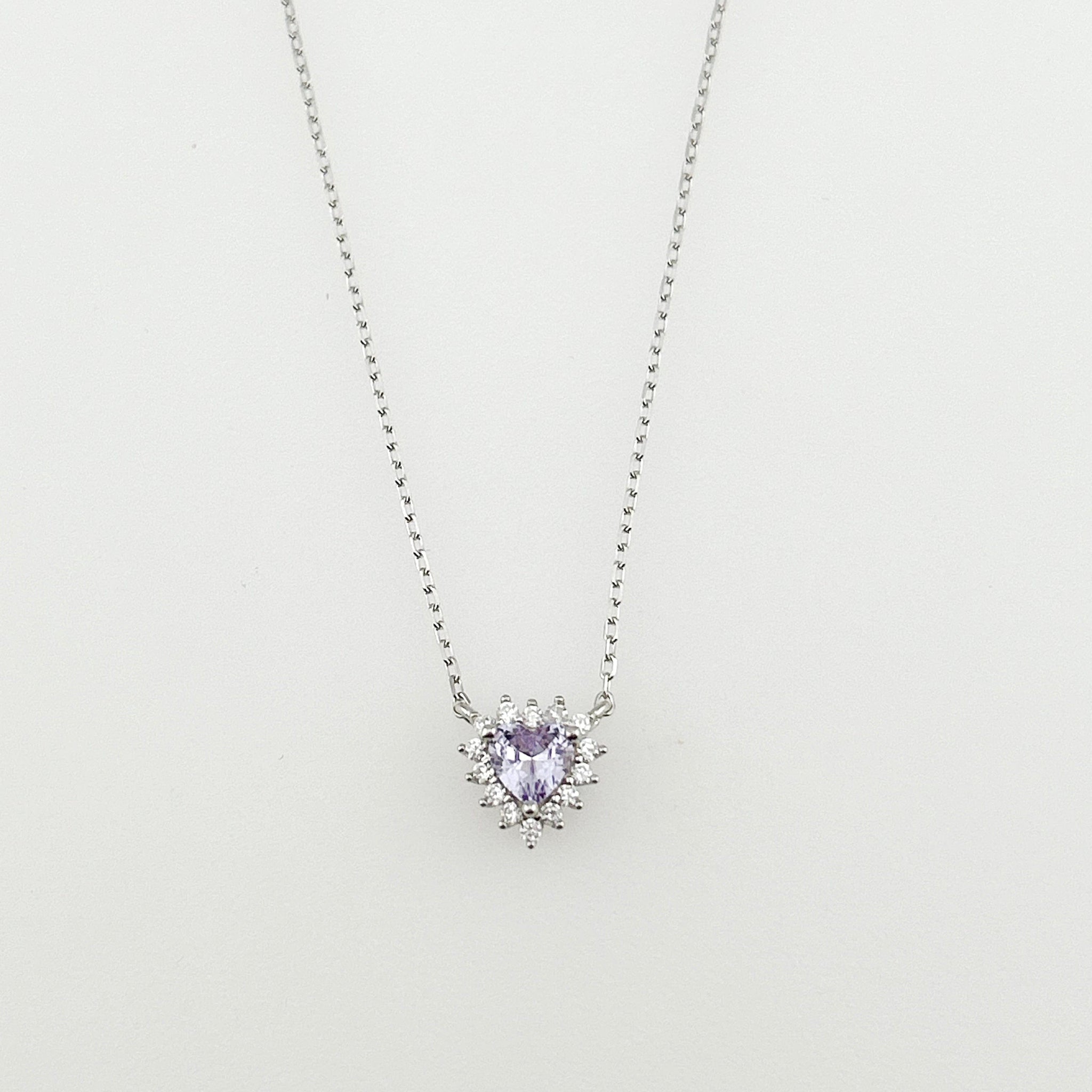 "Lavender Love" Dainty Halo Heart Necklace