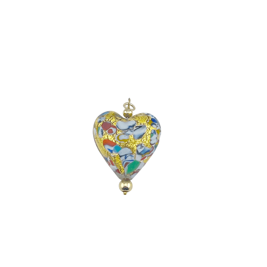 Venetian Murano Glass Puffy Heart Charm