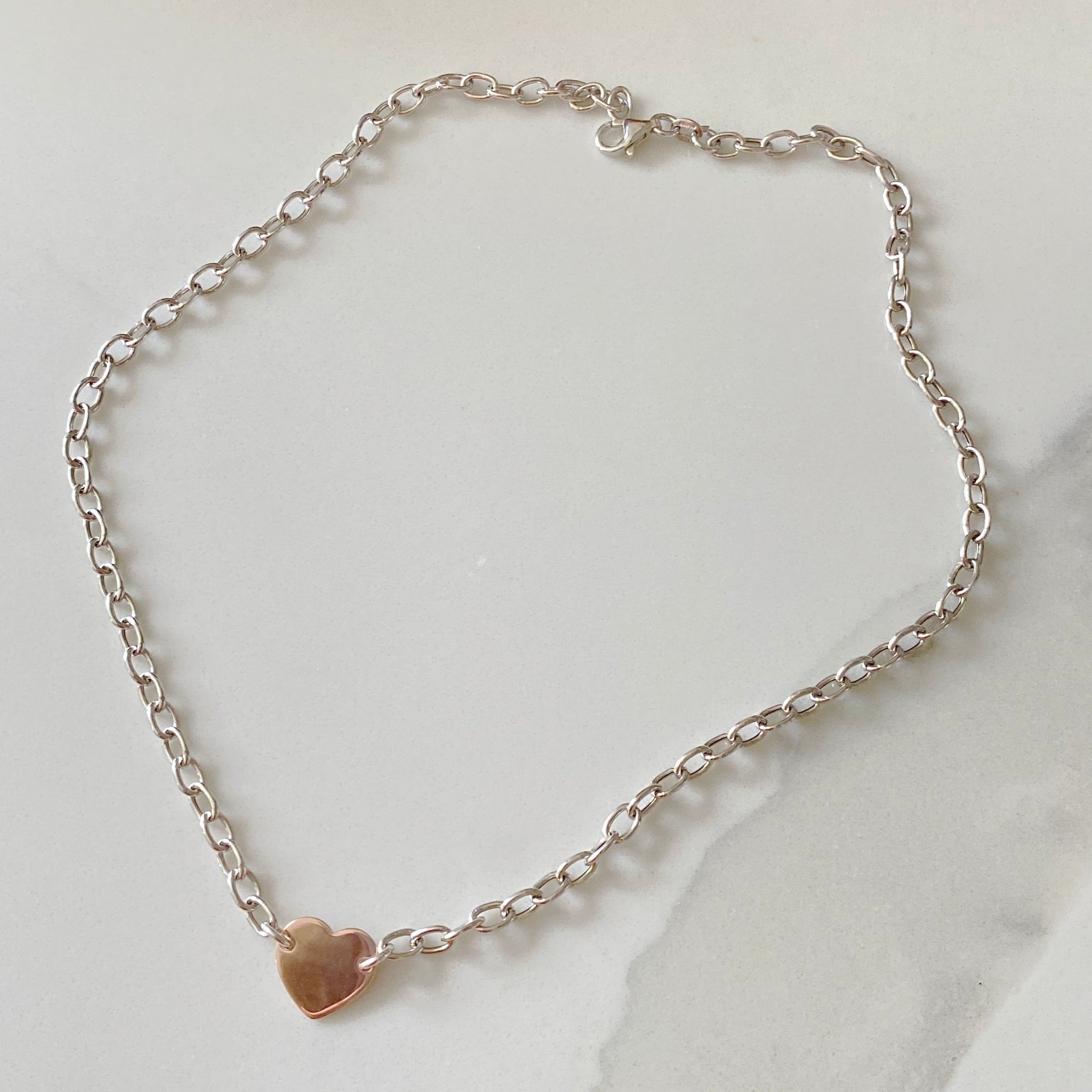 Two Tone Heart Connector Necklace